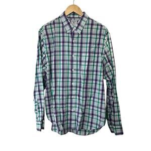 Bonobos Purple & Green Plaid Long Sleeve Button Up Shirt Men's Large Cotton